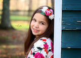 Francesca - Pink, Red and Cream flower Headband