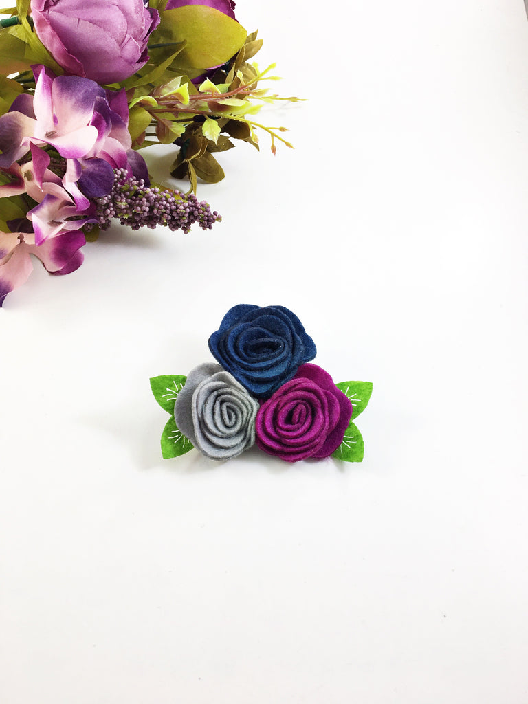 Donna- Navy, Gray, Plum Felt Headband