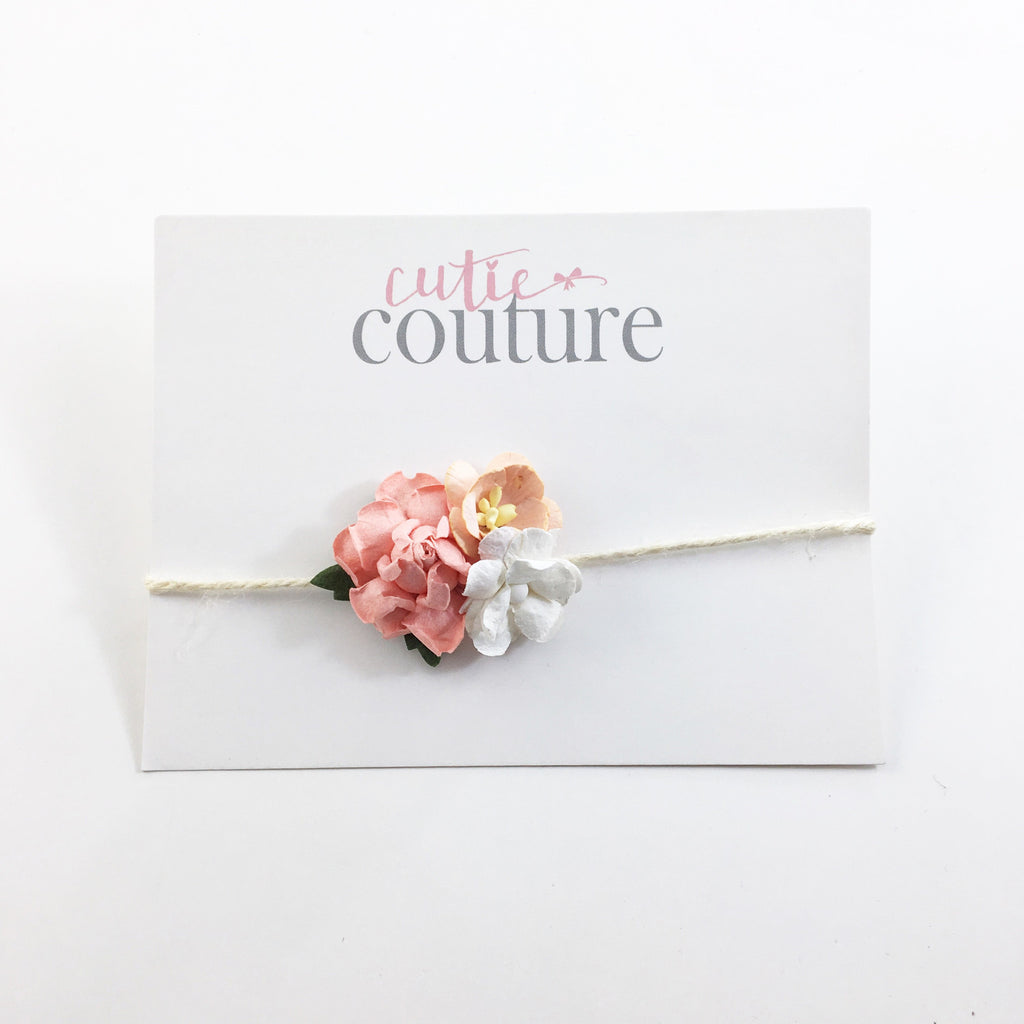 Jenna- Coral, Peach, Cream Tieback or Headband