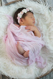 Aubrey- Floral Crown Headband- White and Pink