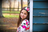 Francesca - Pink, Red and Cream flower Headband