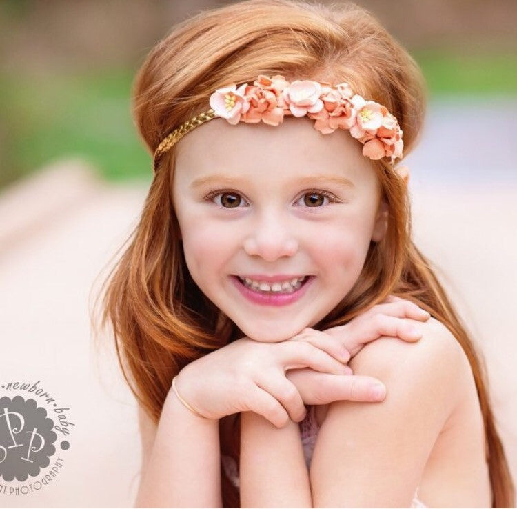 Aubrey- Peach and Gold Headband