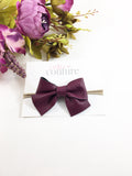 Leather Myah Bow- Plum