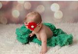 Luciana- red flower on candy cane elastic