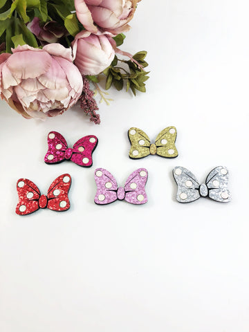 Glitter Clips- Minnie Bows