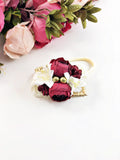 Francesca - red, cranberry and cream flower Headband