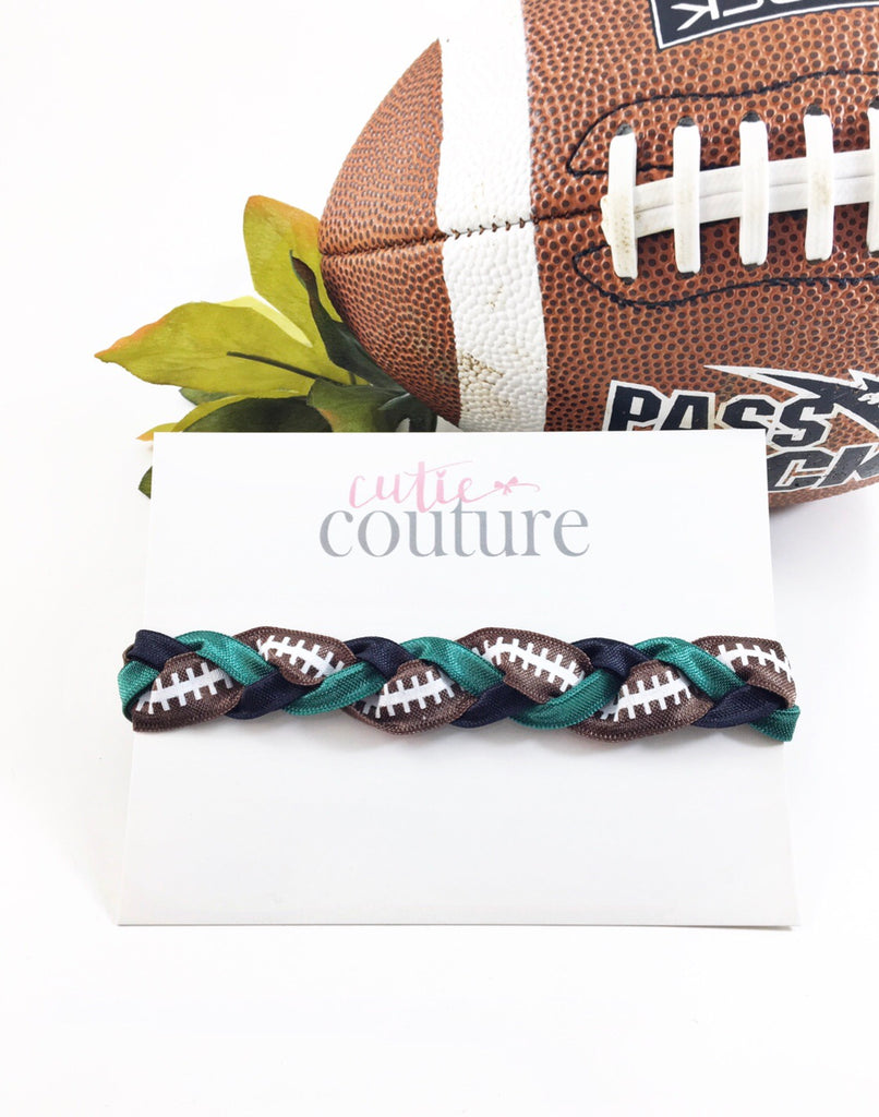 Super Bowl Headbands- Football Lace Braided Headbands-Eagles VS Patriots