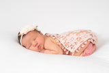 Francesca - Pink, cream and gold flower Headband