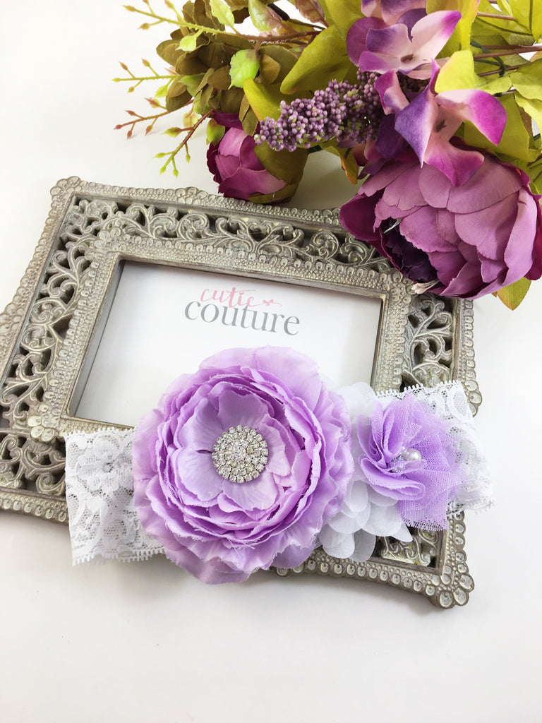 Rosanna- Lavender and white Headband