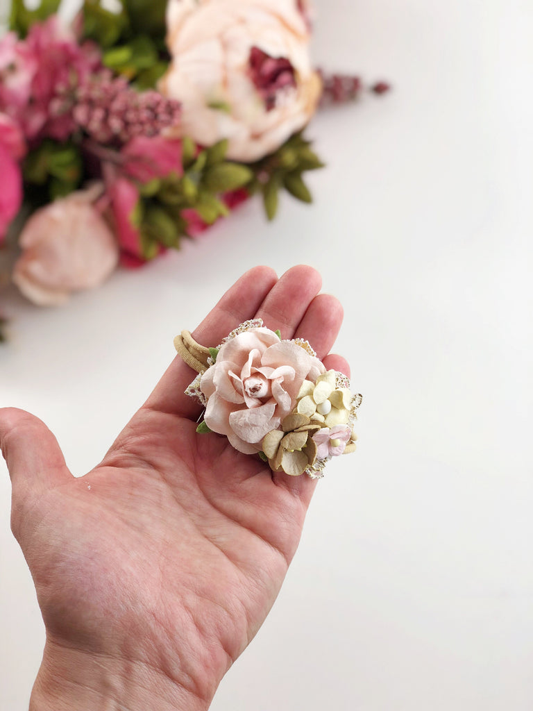 Francesca - Blush, tan and cream flower Headband