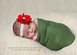 Penelope- Red flower on a Polka Dot Headband