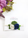Donna- Olive, Cream, Navy Felt Headband