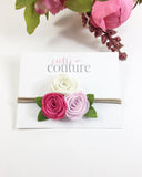 Donna- Cream, Hot Pink, Pink  Felt Headband