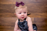 Leather Myah Bow- Plum