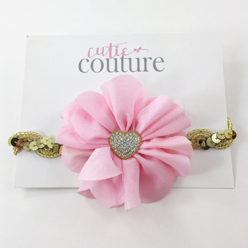 Penelope-Pink and Gold Heart Headband