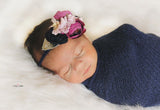 Francesca - Plum, Pink, lavender and navy flower Headband