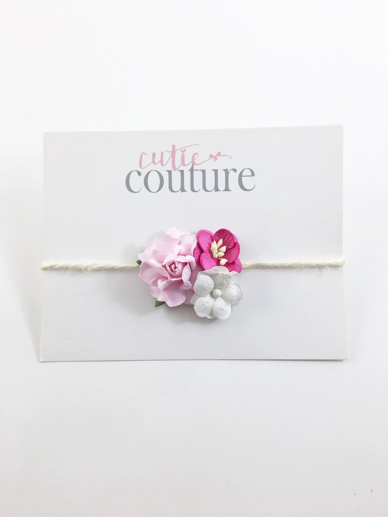 Jenna- Pink, Hot Pink and White Tieback or Headband