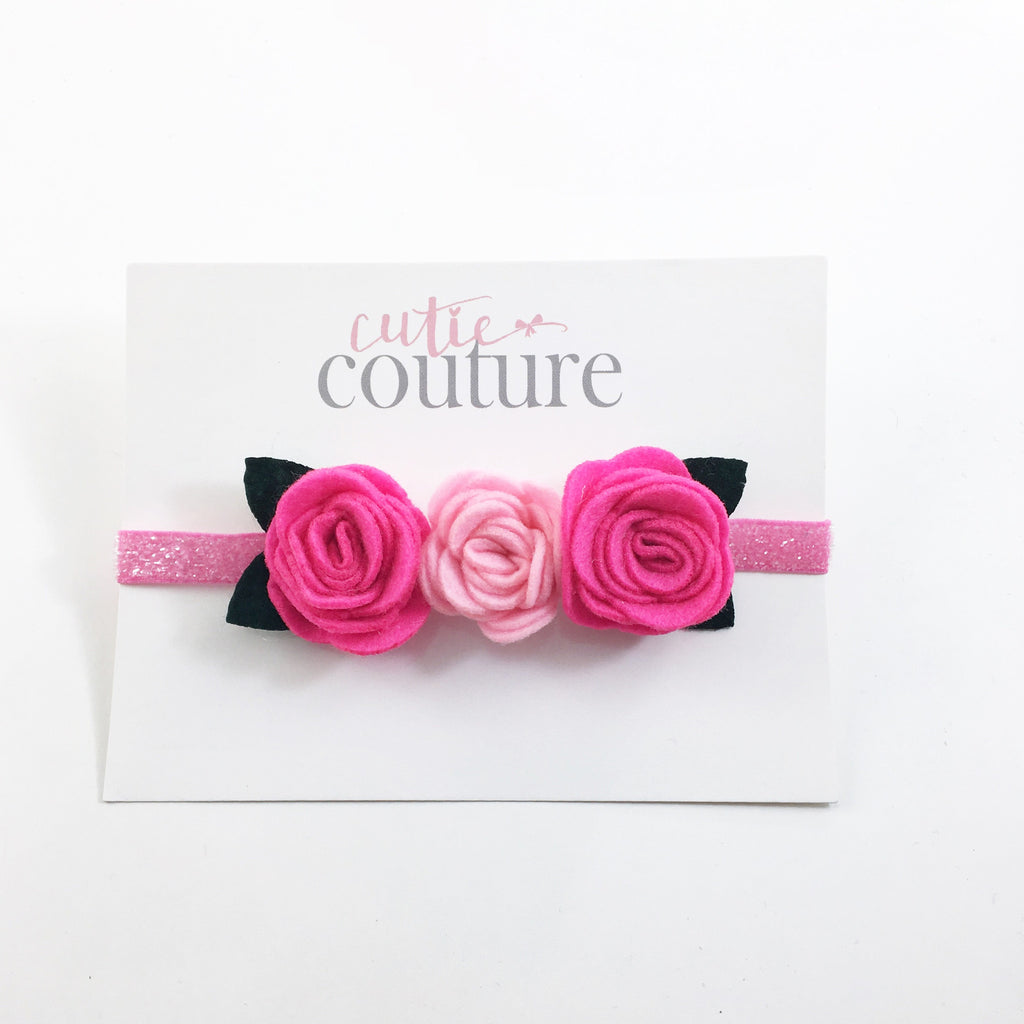 Donna- Hot Pink and Pink felt flower headband