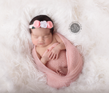Donna- Pink and White felt flower headband
