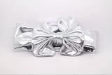 Madeline- Metallic Silver Messy Bow