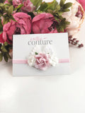 Grace- Pink and white flowers accents with white lace