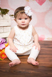 Penelope- White Flower on Gold Sequin Headband