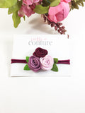 Donna- Cranberry, Mauve, Pink Felt Headband