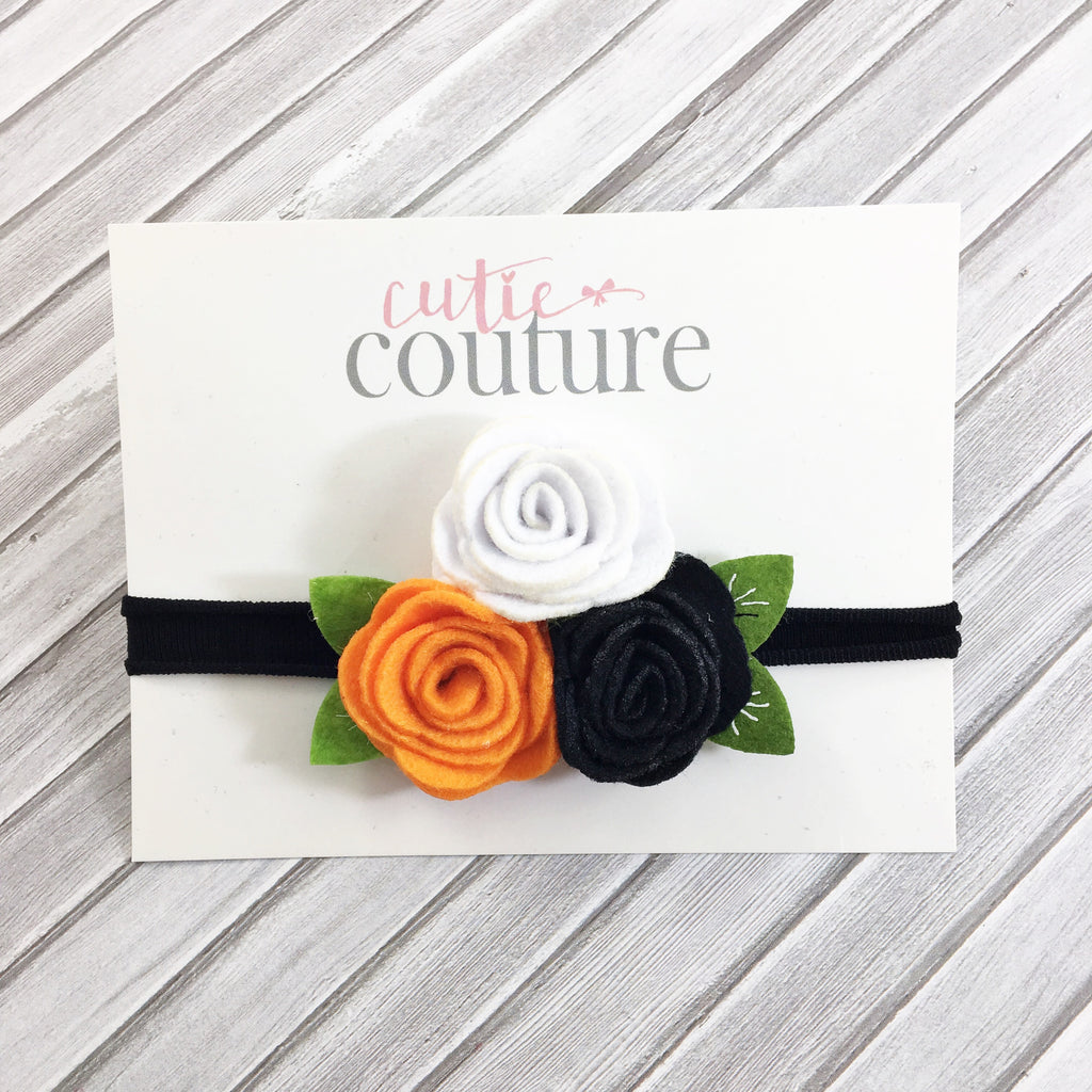 Donna- Orange, Black and White Felt Headband