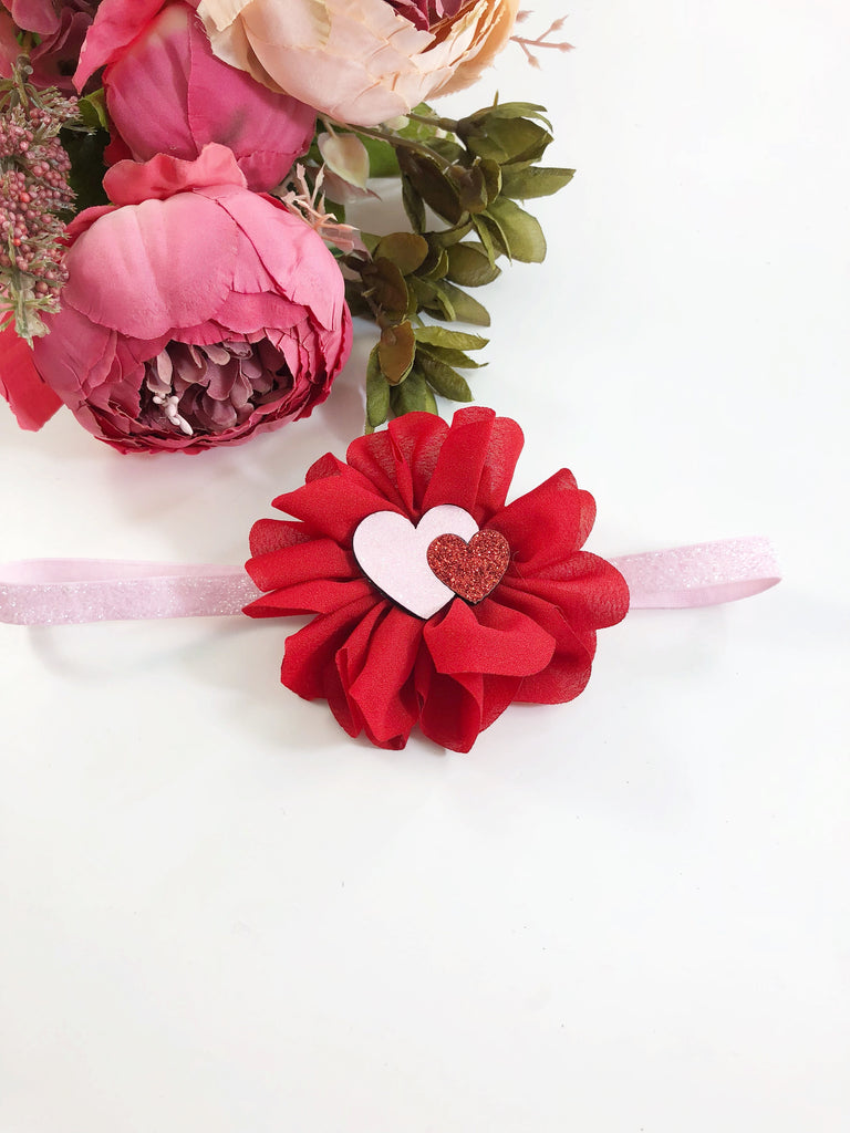 Penelope- Red with pink and red glitter heart