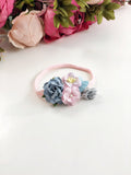 Francesca - blue, pink and lavender flower Headband