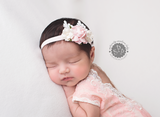 Grace- Pink and white flowers accents with white lace