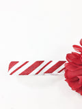 Luciana- red flower on candy cane elastic
