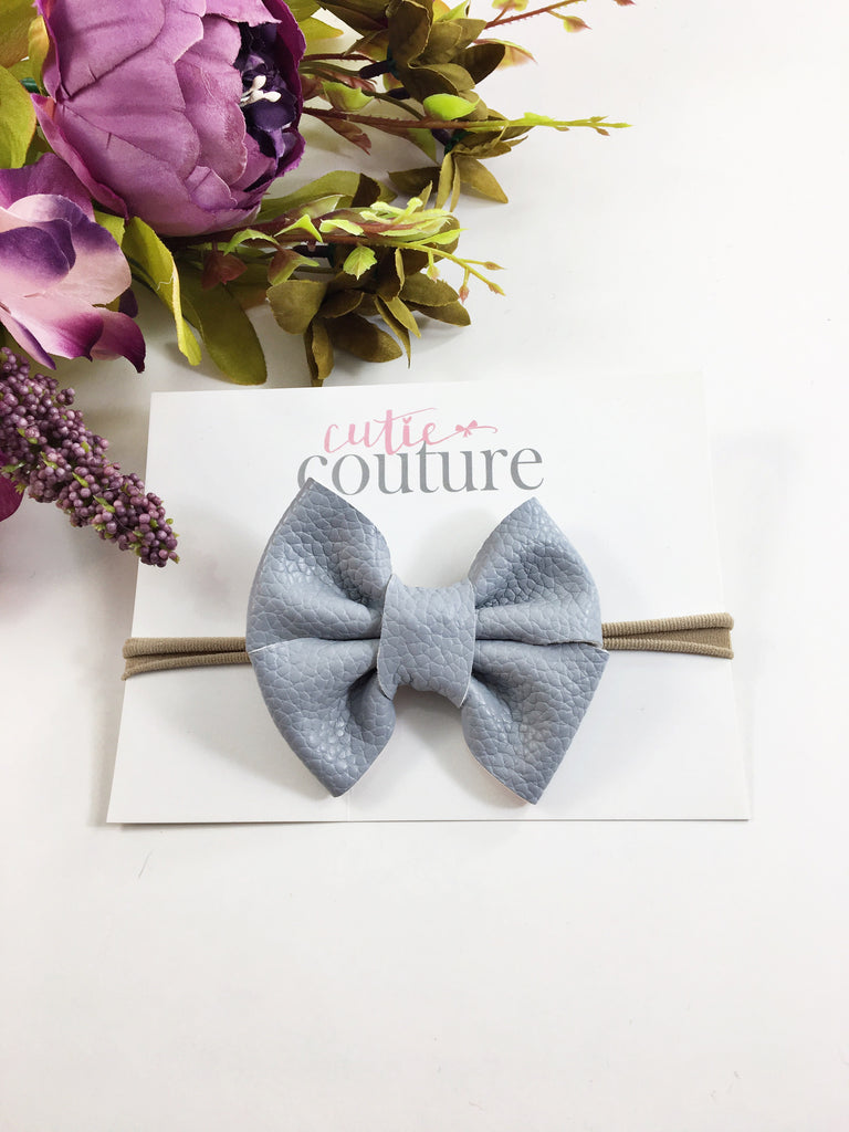 Leather Chloe Bow- Gray