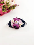 Francesca - Plum, Pink, lavender and navy flower Headband