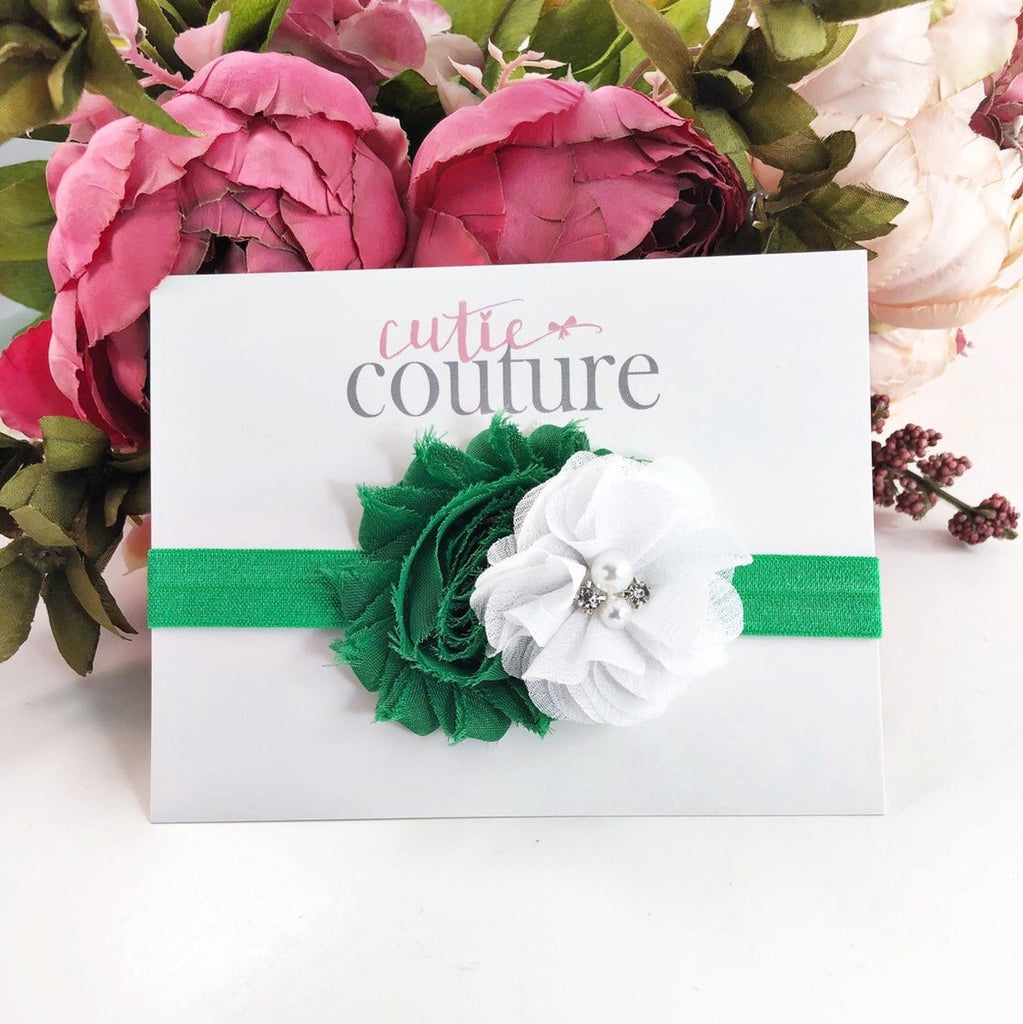 Camilla- Green and White Headband