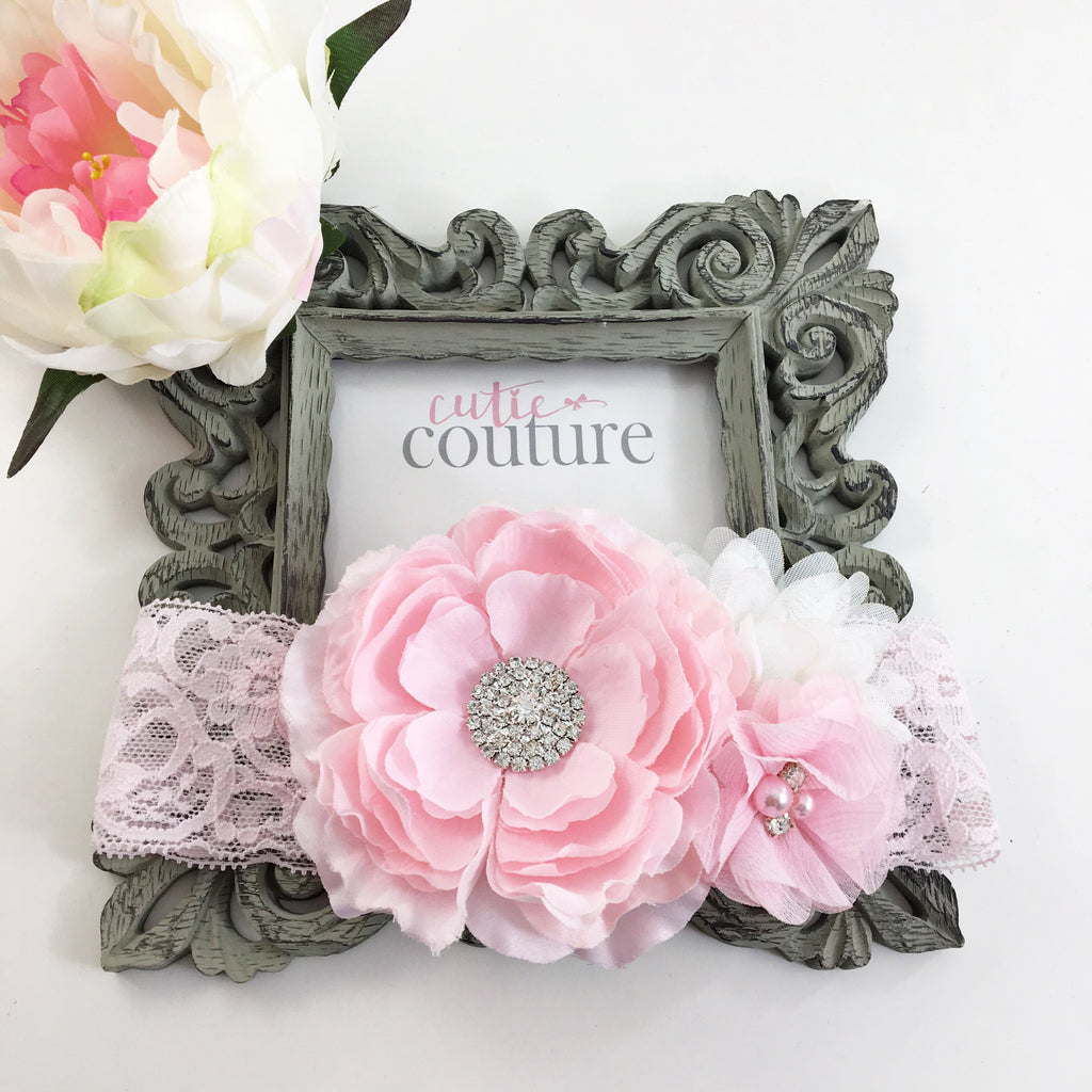 Rosanna- Pink and White Headband