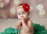 Penelope- Red flower on a Polka Dot Headband