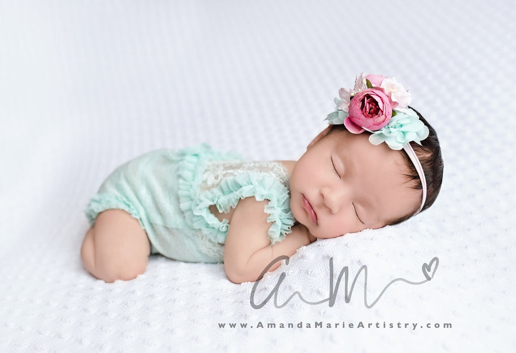 Francesca - pink and mint flower Headband