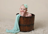 Lyla- Mint Flower on a gold, mint and white chevron headband