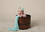 Lyla- Mint Flower on a gold, mint and white chevron headband
