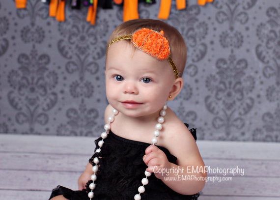 Pumpkin Headband- Orange and Gold Pumpkin Headband