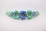 Victoria Floral Crown Headband- Mint and Blue
