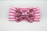 Sophia- Pink and White Striped Sequin Headband