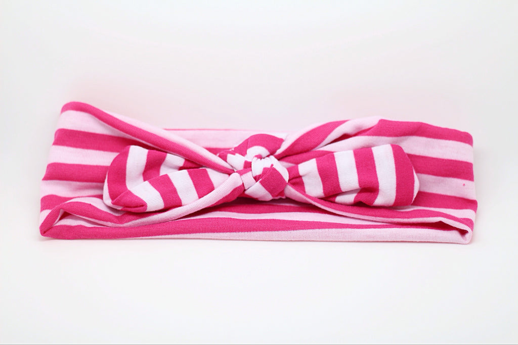Karen- Hot Pink and White Striped Knotted Headband