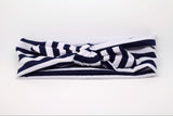Karen- Black and White Striped Knotted Headband