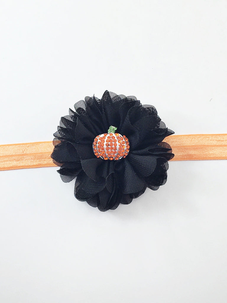 Luciana- Pumpkin Headband- Orange and Black Pumpkin Headband