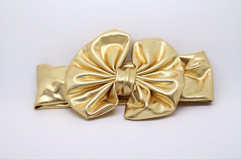 Madeline- Metallic Gold Messy Bow