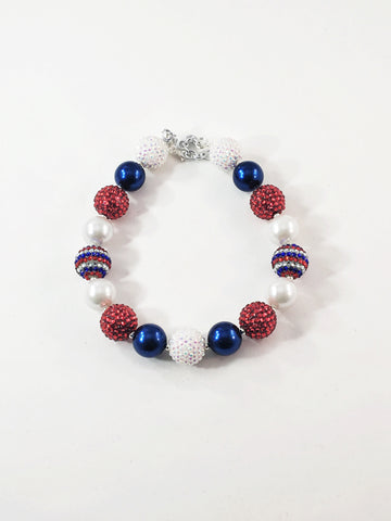 Bubblegum Necklace- Red White and Blue