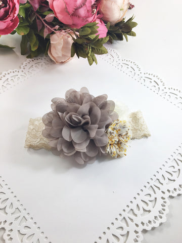 Isabella- Taupe, Ivory, and Mustard  floral Headband