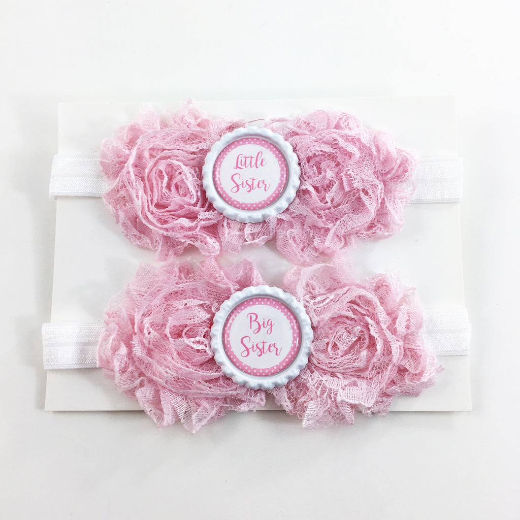 Sister Headbands-pink and white